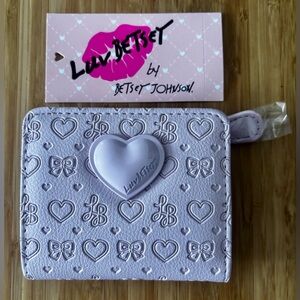 Betsey Johnson Lavender/Pink Small Wallet with Hearts and Bows Design